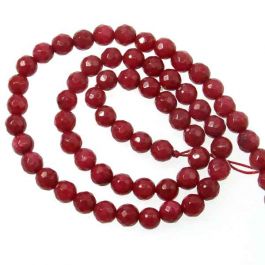 UK Semi Precious and Gemstone Beads Jade (Ruby) Dyed 6mm Faceted Round ...