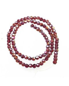 Plum AB  Faceted Glass Beads 4mm Round