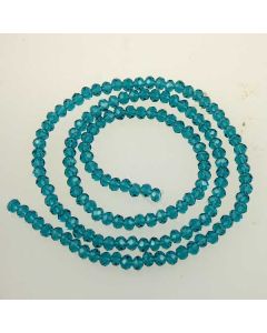Cyan Faceted Glass Beads 3x4mm RONDELLE (approx 150 beads)