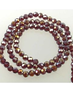 Plum AB  Faceted Glass Beads 6mm Round