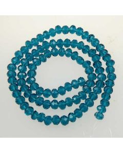 Cyan Faceted Glass Beads 4x6mm RONDELLE