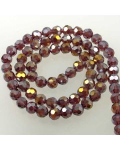 Plum AB  Faceted Glass Beads 8mm Round