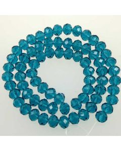 Cyan Faceted Glass Beads 6x8mm RONDELLE