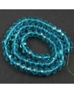 Turquoise Blue Faceted Glass Beads 6x8mm RONDELLE (approx 72 beads)