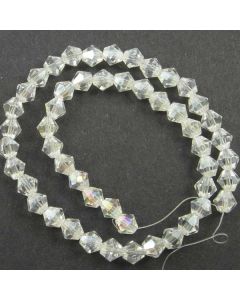 White AB  Faceted Glass Beads 6mm BICONE