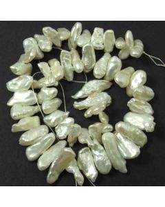 Natural Biwa Stick Pearls White 6x22mm approx