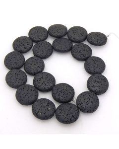 Lava Stone (Black) 12mm Coin Beads