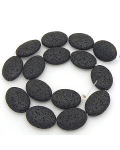 Lava Stone (Black) 15x20mm Oval Beads