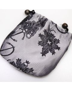 Satin Gift/Jewellery Pouch, lined - grey and black