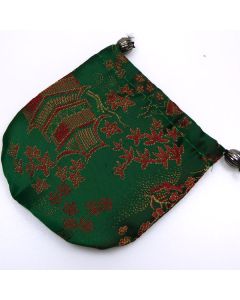 Satin Gift/Jewellery Pouch, lined - dark emerald green