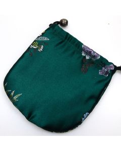 Satin Gift/Jewellery Pouch, lined - dark emerald green