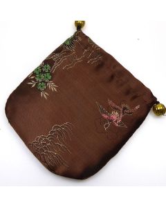 Satin Gift/Jewellery Pouch, lined - brown