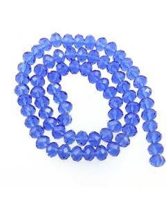Sapphire Blue Faceted Glass Beads 6x8mm RONDELLE (approx 72 beads)