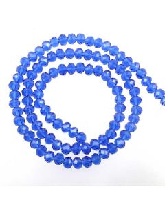 Sapphire Blue Faceted Glass Beads 4x6mm RONDELLE (approx 100 beads)