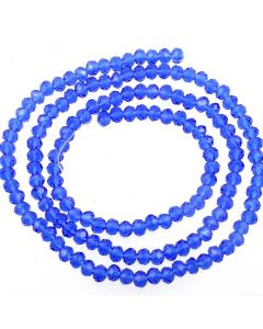 Sapphire Blue Faceted Glass Beads 3x4mm RONDELLE (approx 140 beads)
