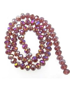 Plum AB  Faceted Glass Beads 6x8mm RONDELLE (approx 72 beads)